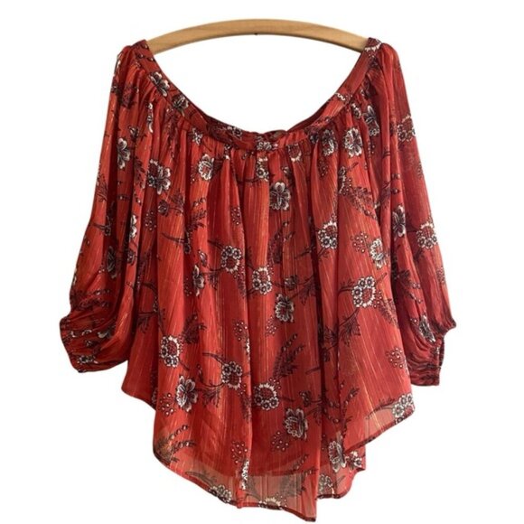 Ann Taylor Gorgeous Flowy Rust Color Floral Blouse Top Women’s Size XS - Picture 2 of 10